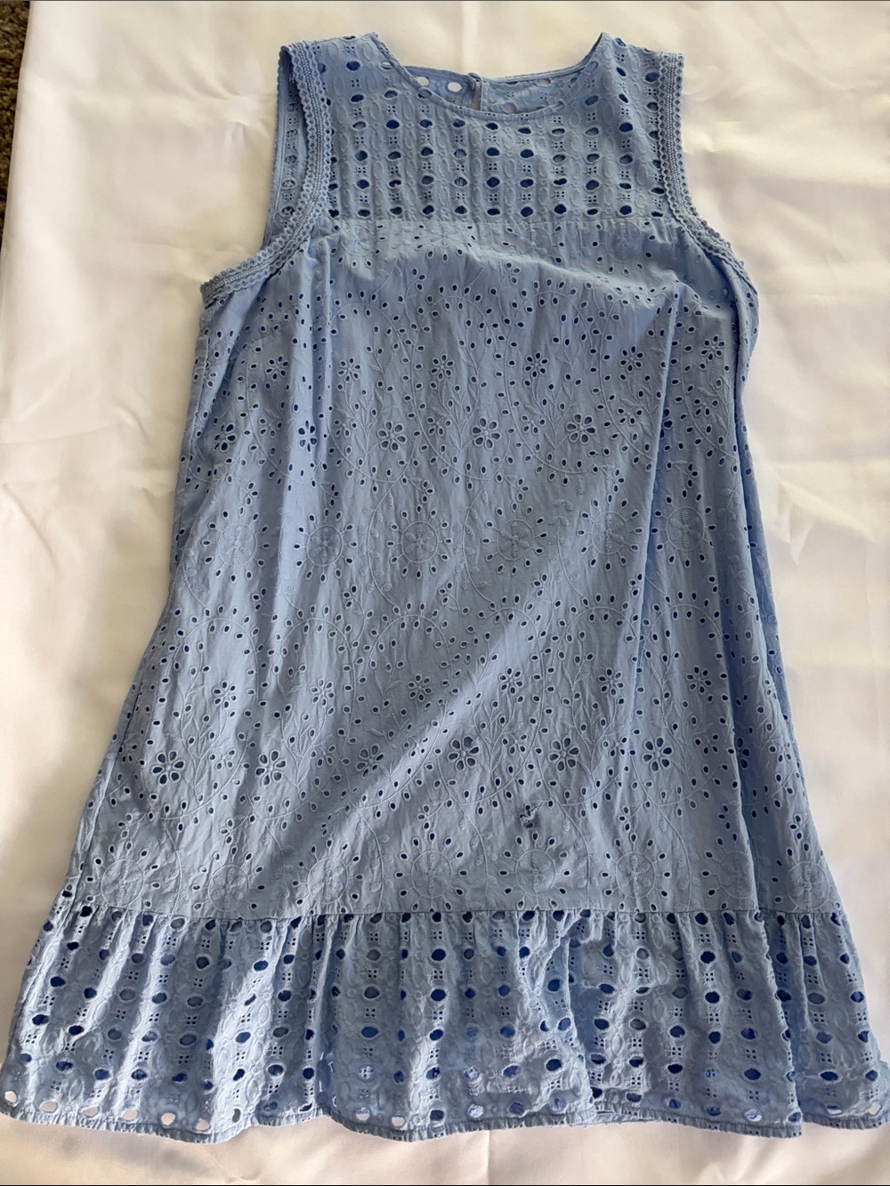 LOFT Light Blue Eyelet Sleeveless Sundress